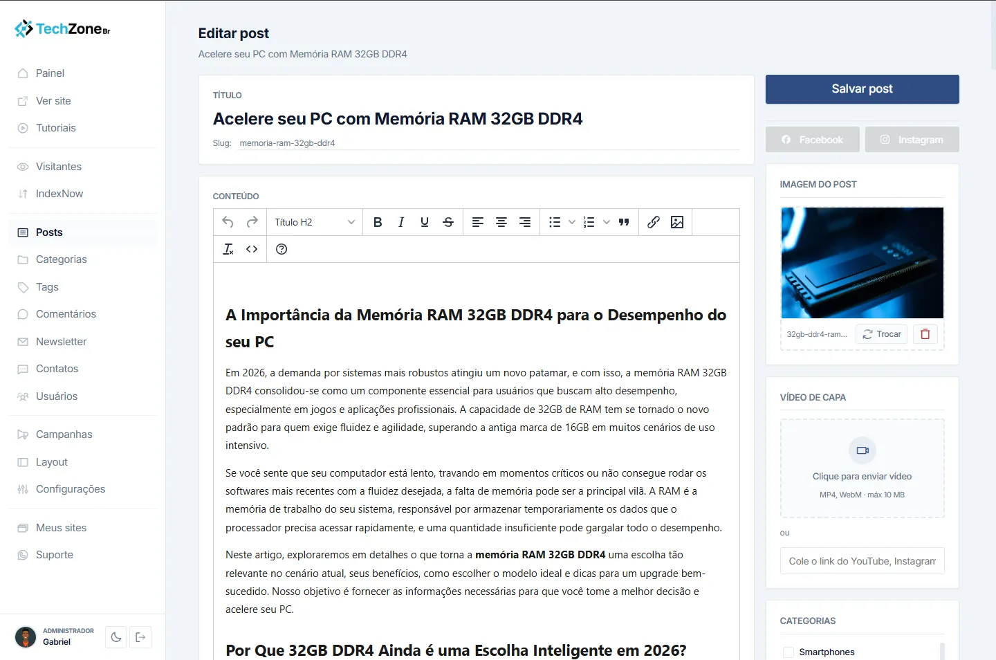 Editor do Post